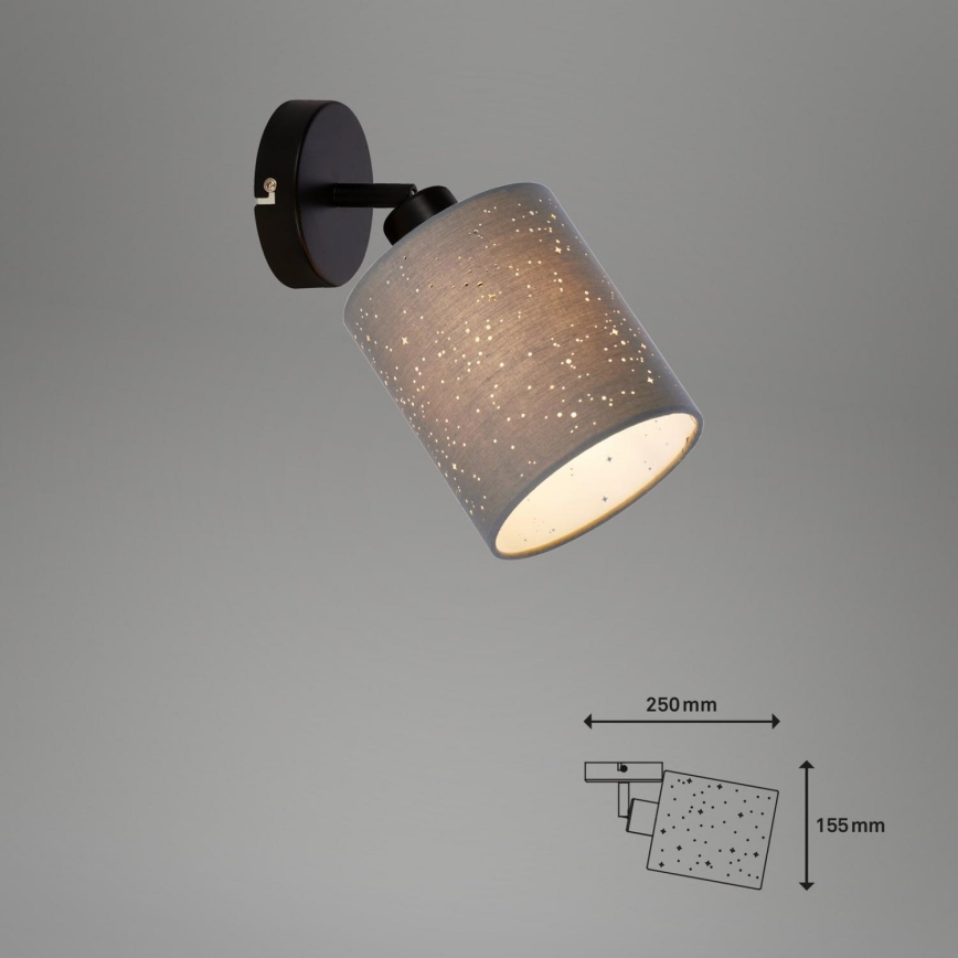 Briloner 2078-014 - Sienas starmetis SPOTLIGHT 1xE27/25W/230V pelēka/melna