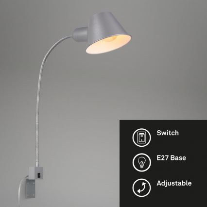 Briloner 2079-014 - Sienas pielāgojama lampa 1xE27/10W/230V sudraba
