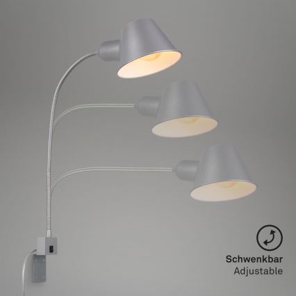 Briloner 2079-014 - Sienas pielāgojama lampa 1xE27/10W/230V sudraba