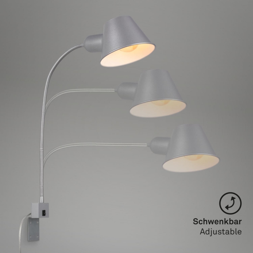 Briloner 2079-014 - Sienas pielāgojama lampa 1xE27/10W/230V sudraba