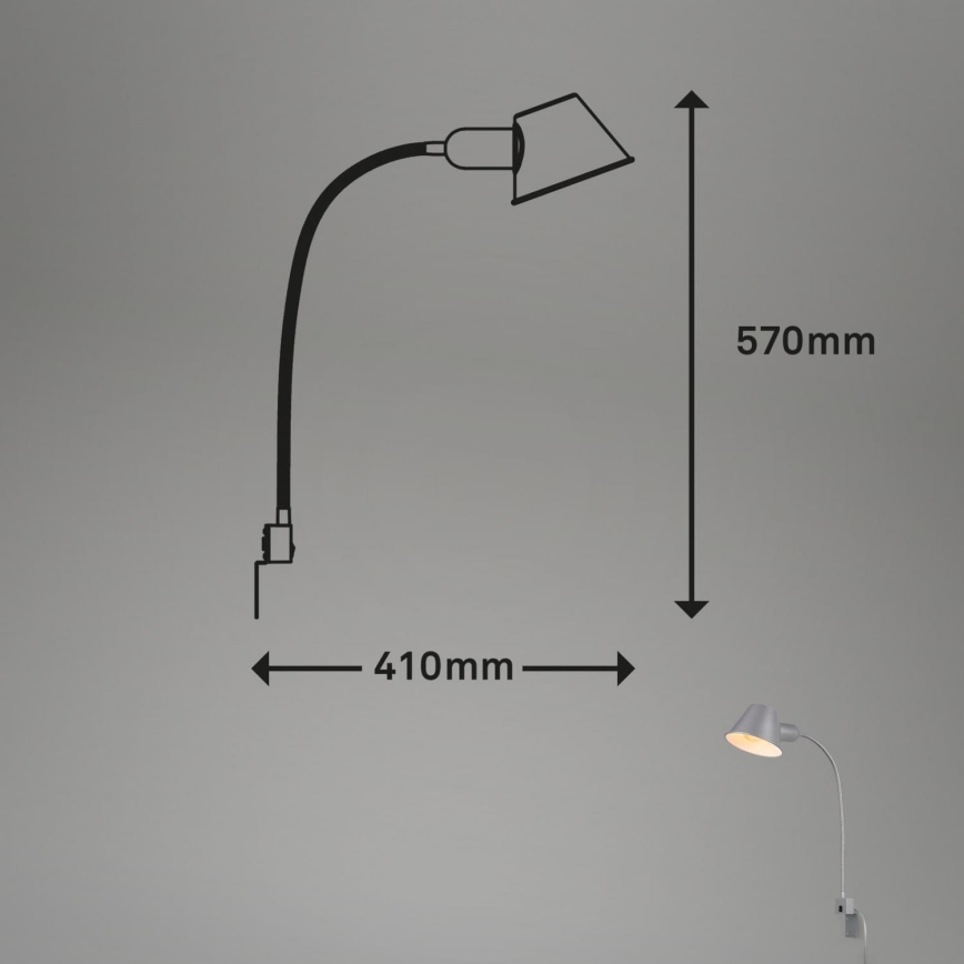 Briloner 2079-014 - Sienas pielāgojama lampa 1xE27/10W/230V sudraba