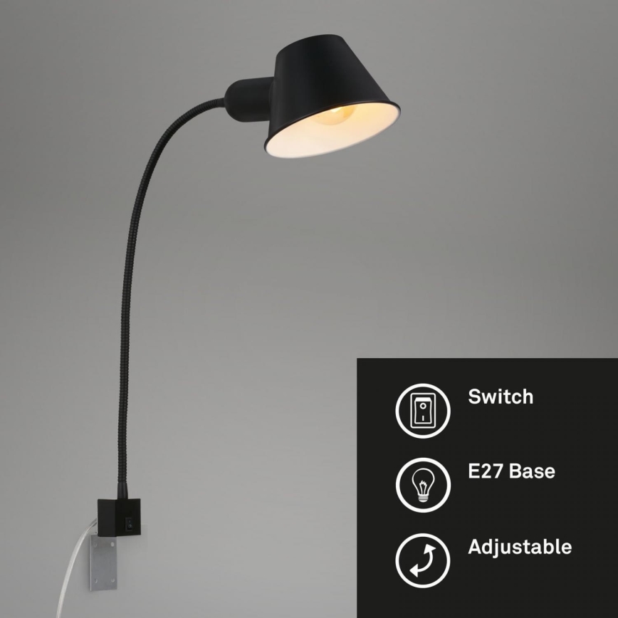 Briloner 2079-015 - Sienas pielāgojama lampa 1xE27/10W/230V melna