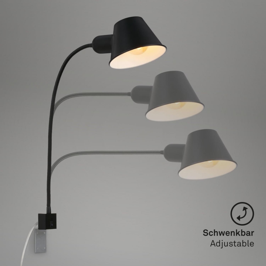 Briloner 2079-015 - Sienas pielāgojama lampa 1xE27/10W/230V melna