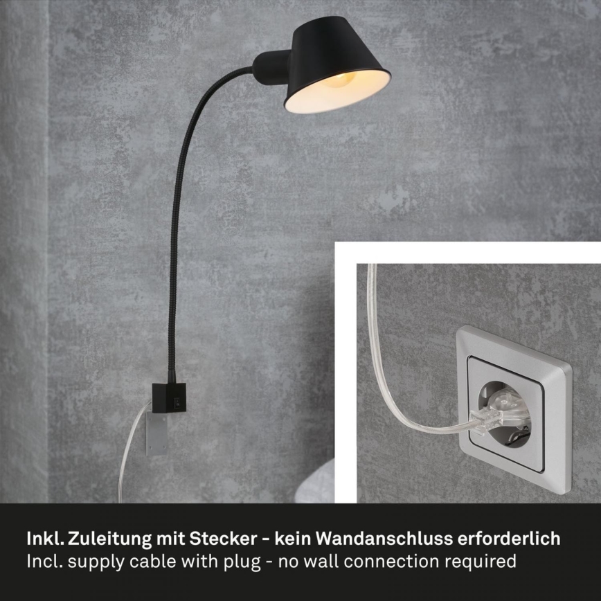 Briloner 2079-015 - Sienas pielāgojama lampa 1xE27/10W/230V melna
