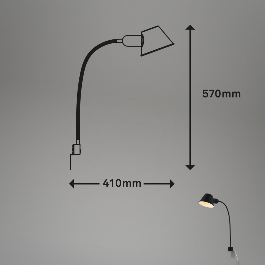 Briloner 2079-015 - Sienas pielāgojama lampa 1xE27/10W/230V melna