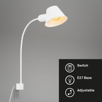 Briloner 2079-016 - Sienas pielāgojama lampa 1xE27/10W/230V balta