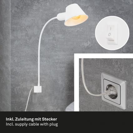 Briloner 2079-016 - Sienas pielāgojama lampa 1xE27/10W/230V balta