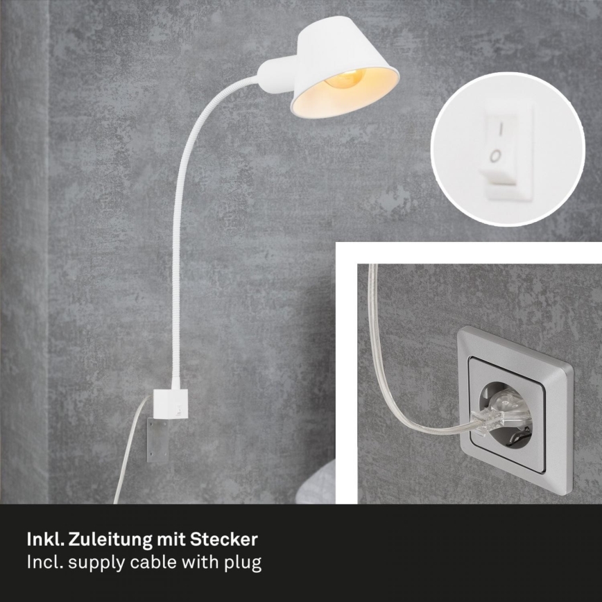 Briloner 2079-016 - Sienas pielāgojama lampa 1xE27/10W/230V balta