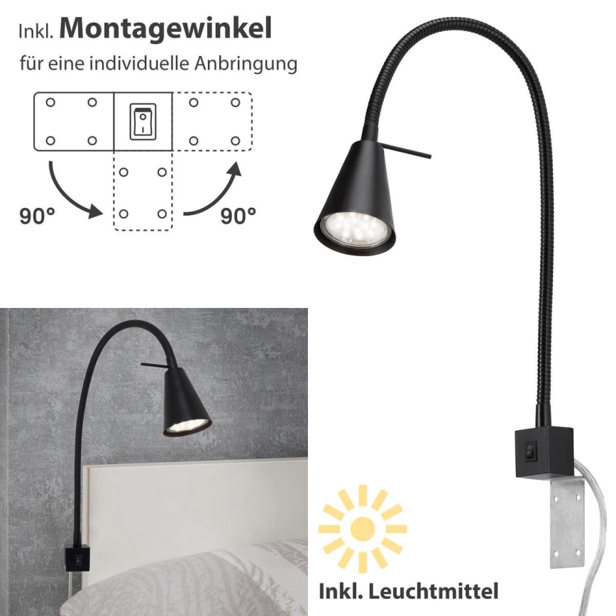 Briloner 2080-015 - LED Sienas lampa COMFORT LIGHT 1xGU10/5W/230V melna