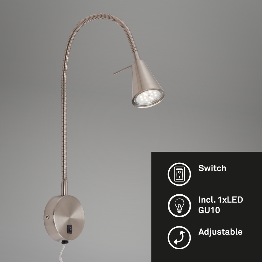 Briloner 2082-012 - LED Sienas lampa COMFORT LIGHT 1xGU10/5W/230V matēts hroms