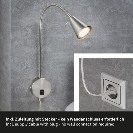 Briloner 2082-012 - LED Sienas lampa COMFORT LIGHT 1xGU10/5W/230V matēts hroms