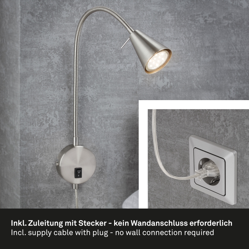 Briloner 2082-012 - LED Sienas lampa COMFORT LIGHT 1xGU10/5W/230V matēts hroms