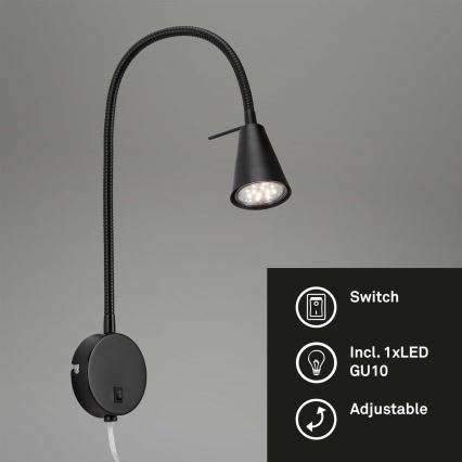 Briloner 2082-015 - LED Sienas lampa COMFORT LIGHT 1xGU10/5W/230V melna