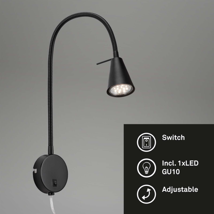 Briloner 2082-015 - LED Sienas lampa COMFORT LIGHT 1xGU10/5W/230V melna