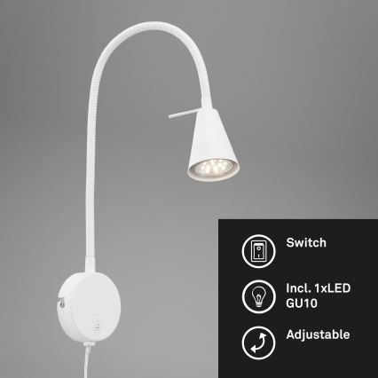 Briloner 2082-016 - LED elastīga sienas lampa COMFORT LIGHT 1xGU10/5W/230V balta