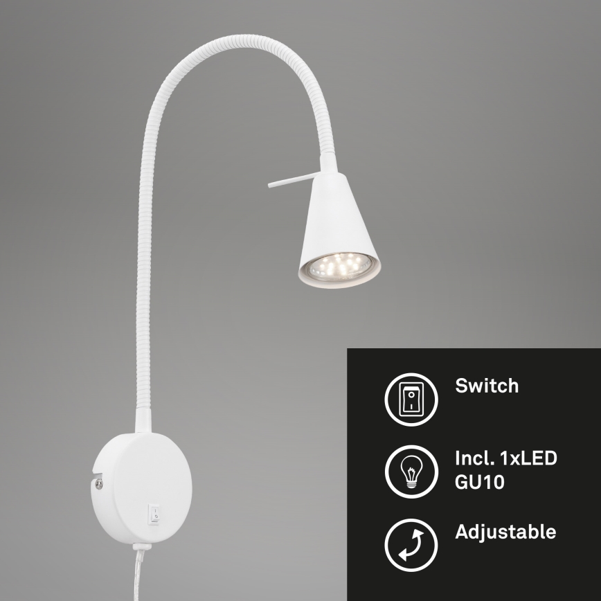 Briloner 2082-016 - LED elastīga sienas lampa COMFORT LIGHT 1xGU10/5W/230V balta