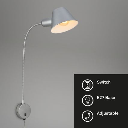 Briloner 2089-014 - Lokāma sienas lampa BRELLO 1xE27/10W/230V matēts hroms