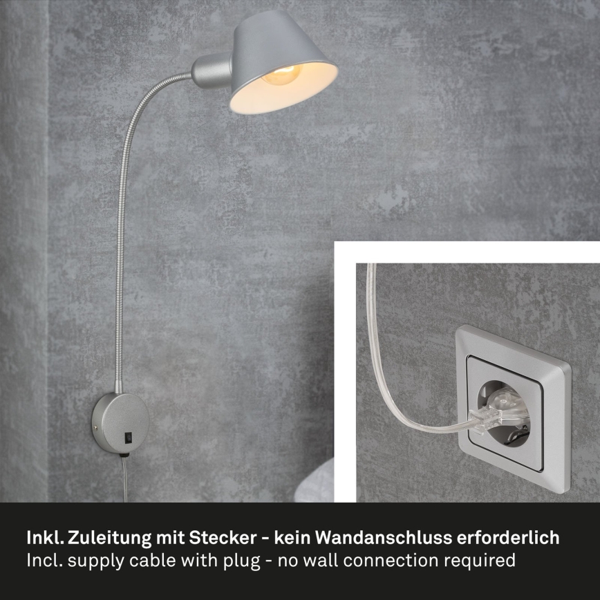 Briloner 2089-014 - Lokāma sienas lampa BRELLO 1xE27/10W/230V matēts hroms