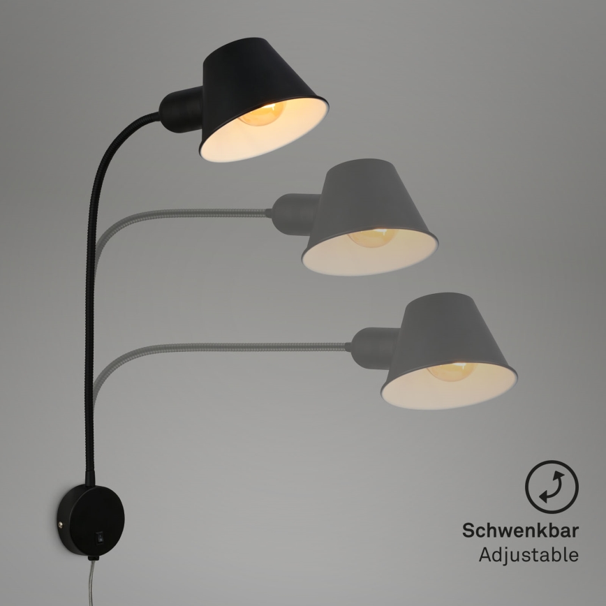 Briloner 2089-015 - Regulējama sienas lampa BRELLO 1xE27/10W/230V melna