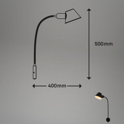 Briloner 2089-015 - Regulējama sienas lampa BRELLO 1xE27/10W/230V melna
