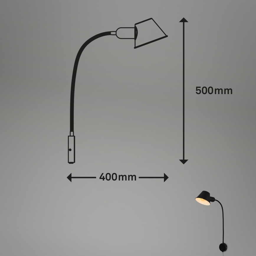 Briloner 2089-015 - Regulējama sienas lampa BRELLO 1xE27/10W/230V melna