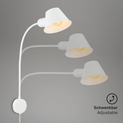 Briloner 2089-016 - Elastīga sienas lampa BRELLO 1xE27/10W/230V balta