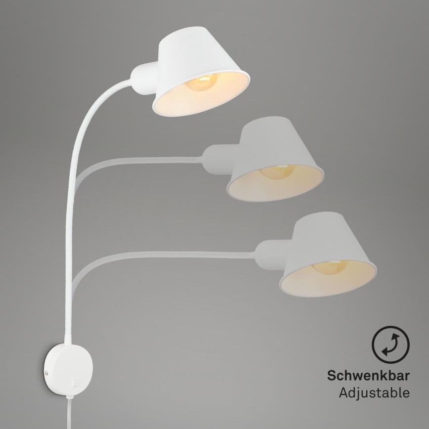Briloner 2089-016 - Elastīga sienas lampa BRELLO 1xE27/10W/230V balta