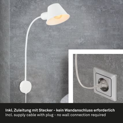 Briloner 2089-016 - Elastīga sienas lampa BRELLO 1xE27/10W/230V balta