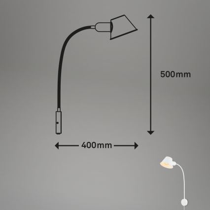 Briloner 2089-016 - Elastīga sienas lampa BRELLO 1xE27/10W/230V balta
