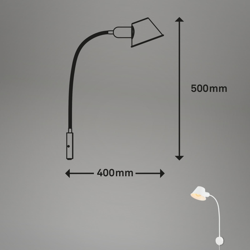 Briloner 2089-016 - Elastīga sienas lampa BRELLO 1xE27/10W/230V balta