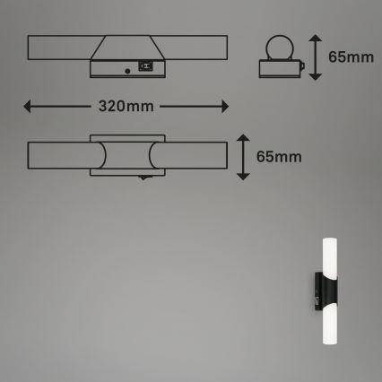 Briloner 2111-015 - LED vannasistabas spoguļa apgaismojums LED/6,5W/230V 32 cm melns