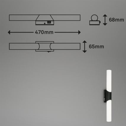 Briloner 2111-115 - LED vannas istabas spoguļa apgaismojums, 11 W, 230 V, IP44, 47 cm, melns