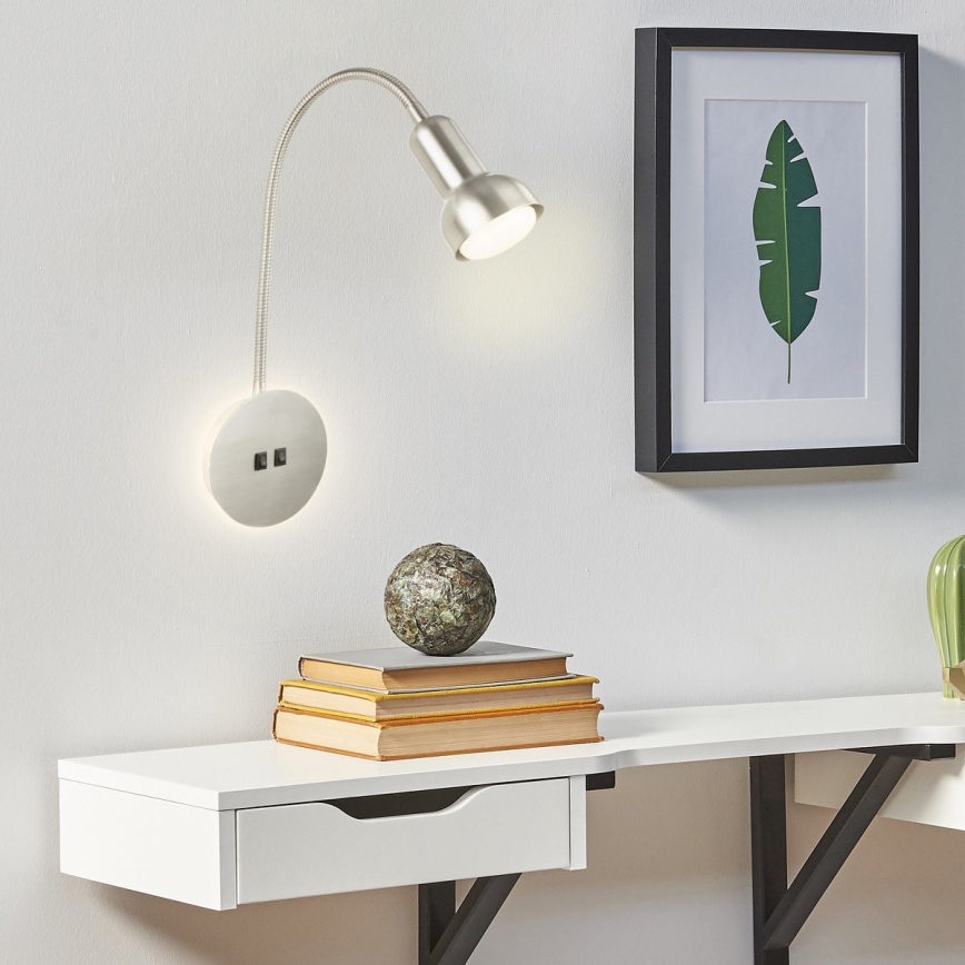 Briloner 2178012 - LED Pielāgojama sienas lampa 1xE14/10W/230V + LED/3W matēts hroms