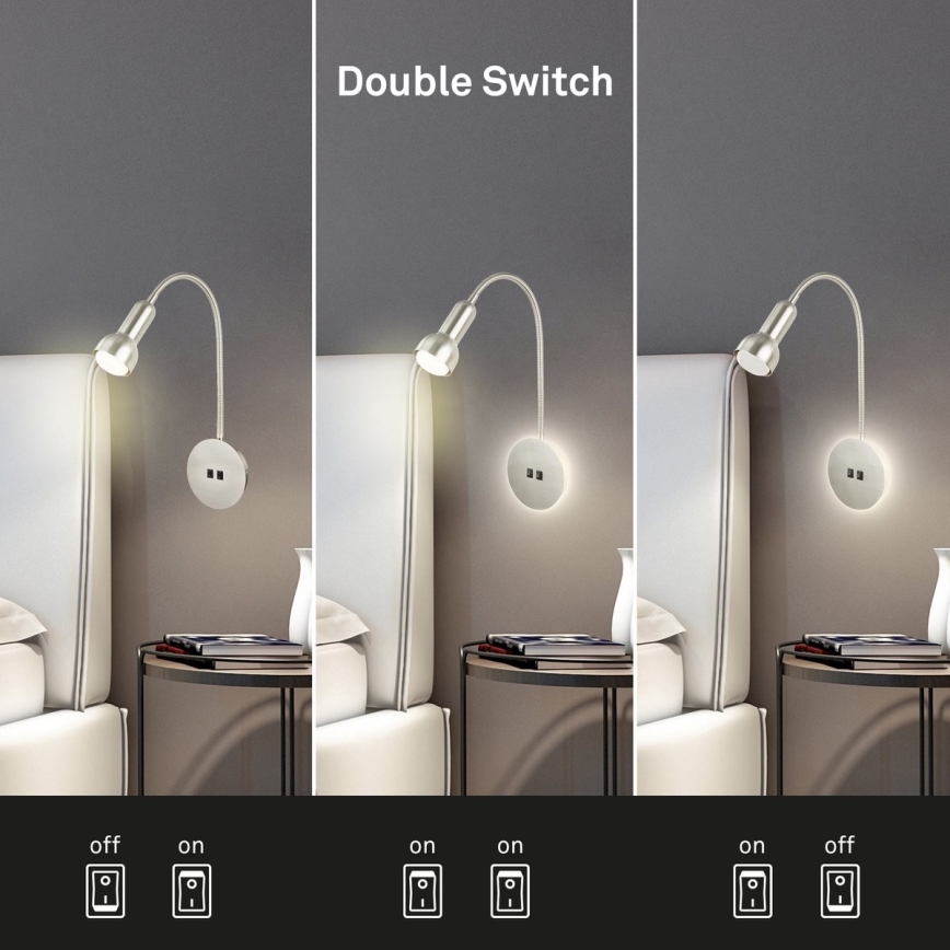 Briloner 2178012 - LED Pielāgojama sienas lampa 1xE14/10W/230V + LED/3W matēts hroms