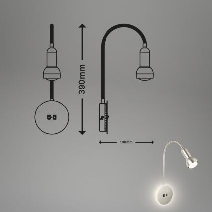 Briloner 2178012 - LED Pielāgojama sienas lampa 1xE14/10W/230V + LED/3W matēts hroms