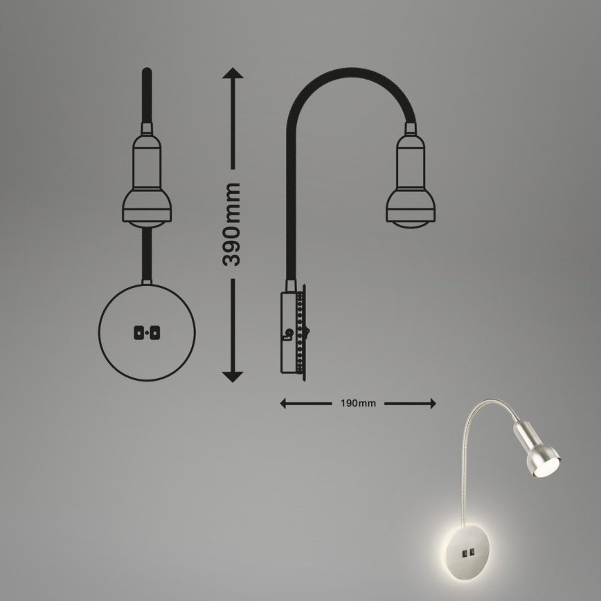 Briloner 2178012 - LED Pielāgojama sienas lampa 1xE14/10W/230V + LED/3W matēts hroms