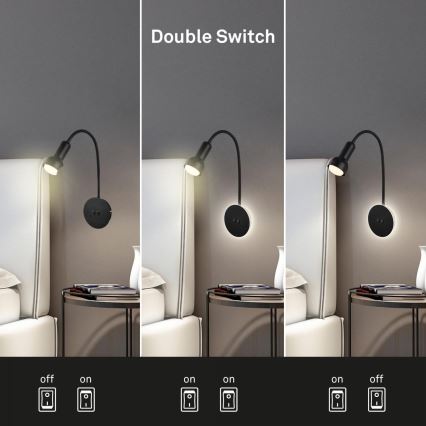 Briloner 2178015 - LED Sienas pielāgojama lampa 1xE14/10W/230V + LED/3W melna