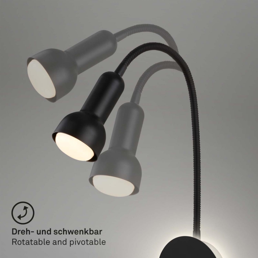 Briloner 2178015 - LED Sienas pielāgojama lampa 1xE14/10W/230V + LED/3W melna