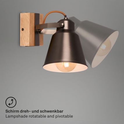 Briloner 2406-014 - Sienas starmetis RETRO 1xE27/40W/230V brūna