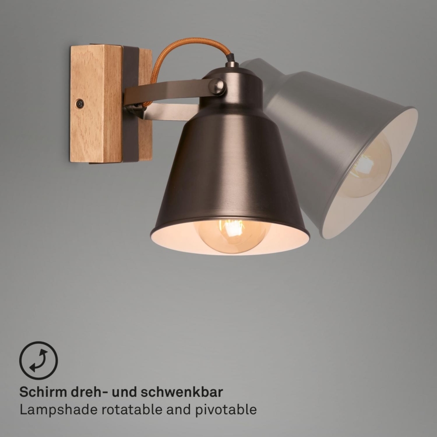 Briloner 2406-014 - Sienas starmetis RETRO 1xE27/40W/230V brūna