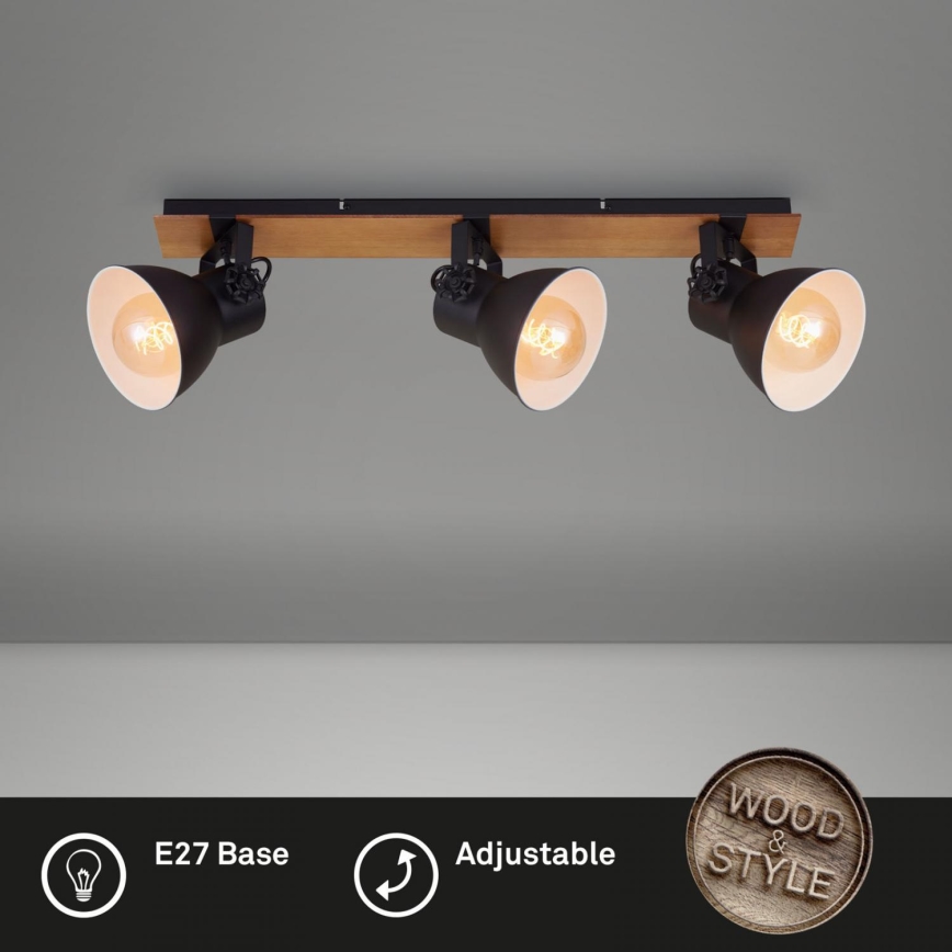 Briloner 2742-035 - Starmetis SPOTLIGHT 3xE27/40W/230V melna/brūna