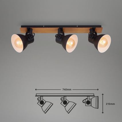 Briloner 2742-035 - Starmetis SPOTLIGHT 3xE27/40W/230V melna/brūna