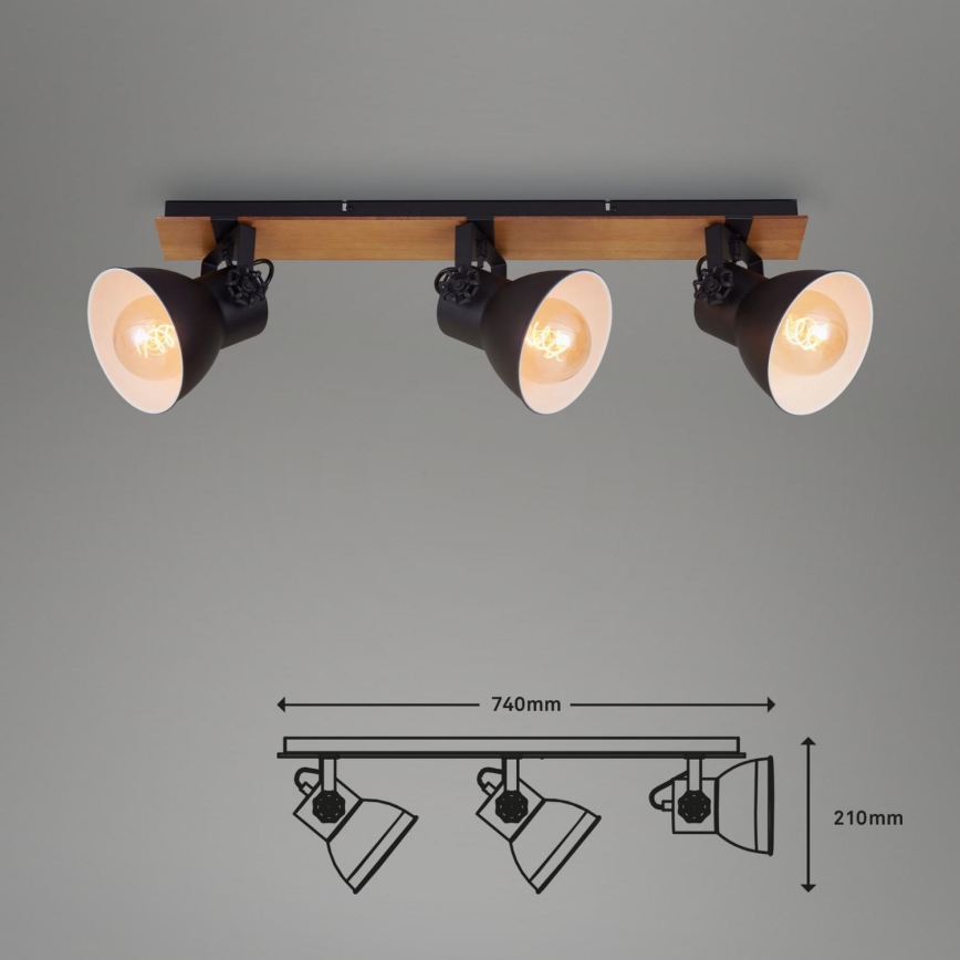 Briloner 2742-035 - Starmetis SPOTLIGHT 3xE27/40W/230V melna/brūna