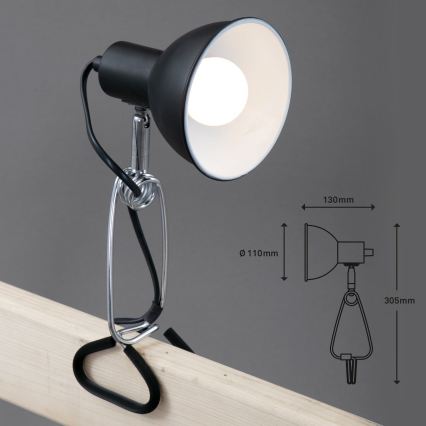 Briloner 2790-015 - Lampa ar skavu FIX 1xE14/8W/230V melna/spīdīgs hroms