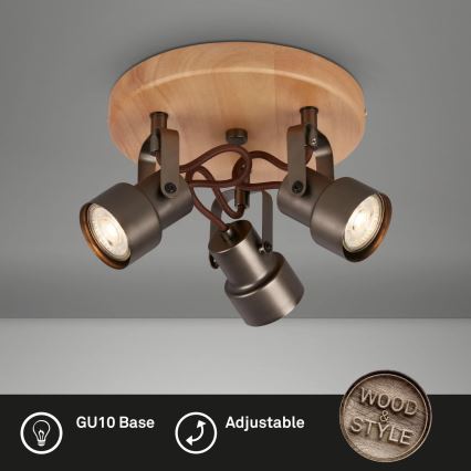 Briloner 2872-035 - LED Starmetis SPOTLIGHT 3xGU10/5W/230V brūna