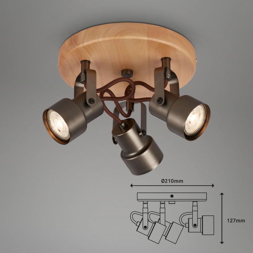 Briloner 2872-035 - LED Starmetis SPOTLIGHT 3xGU10/5W/230V brūna