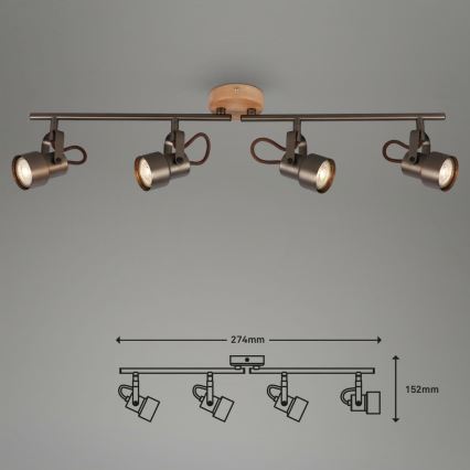 Briloner 2872-045 - LED Starmetis TAHUN 4xGU10/5W/230V 3000K brūna