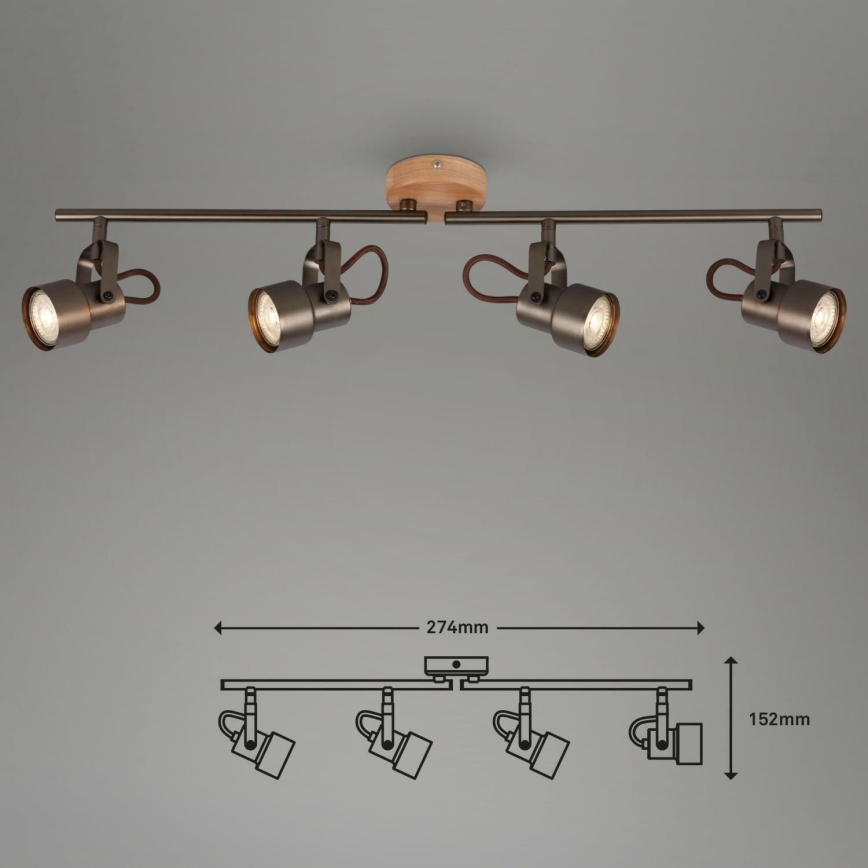 Briloner 2872-045 - LED Starmetis TAHUN 4xGU10/5W/230V 3000K brūna