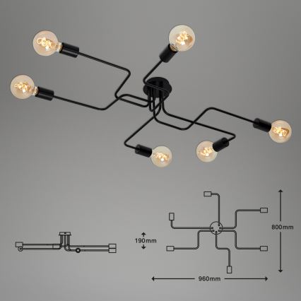 Briloner 2887-065 - Virsapmetuma lustra FARETTO 6xE27/60W/230V