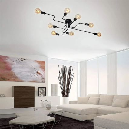 Briloner 2888-085 - Virsapmetuma lustra FARETTO 8xE27/60W/230V melna